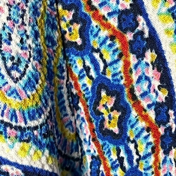 New Directions Blue Patchwork Boho Peasant Blouse 3/4 Sleeve Small - Picture 7 of 7